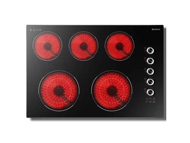 30 Inch Electric Cooktop 5 Burner, 8600W Dual Ring, Knob & Touch 9 Power Levels, 99 Min Timer, Safety Lock and Auto Shut-off, Works with All...
