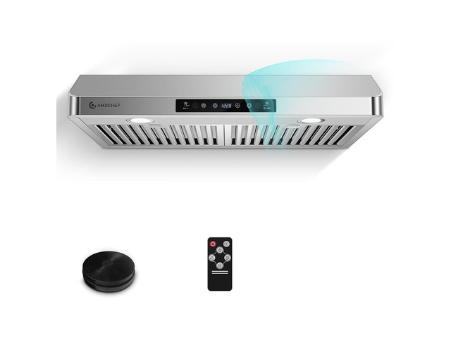 30' Under Cabinet Range Hood, 750CFM Stainless Steel Vent Hood Stainless Steel hood with Touch/Remote/Gesture Control, timer, LED lights &...