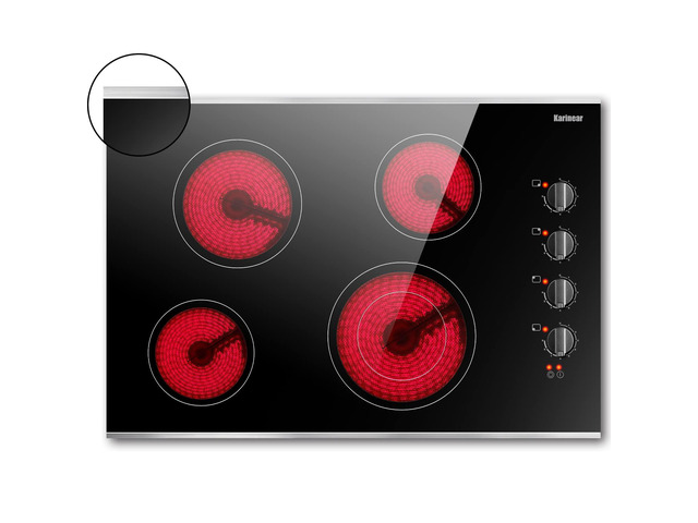 30 Inch Electric Cooktop 4 Burners, Knob Control Ceramic Cooktop Built-in 30' Radiant Electric Stove Top with Glass Protection Metal Frame, Fits...