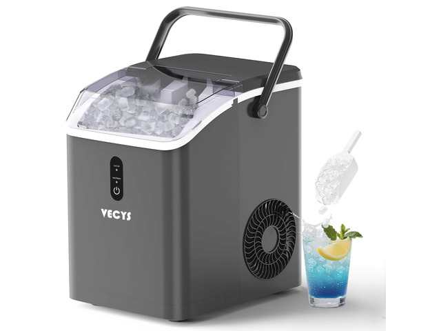 Nugget Ice Maker, 34LBS/Day Countertop Ice Machine, Self-Cleaning Portable Pellet Ice Maker, Chewable Sonic Ice for Home, Office, Bar