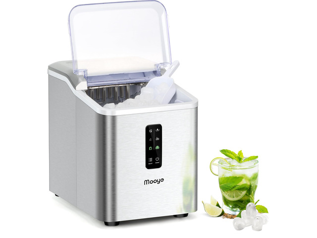 Countertop Ice Maker Machine, 26.5 lbs in 24Hrs, Electric ice Maker and Compact ice Machine with Ice Scoop and Basket, 2 Sizes of Bullet Ice for...