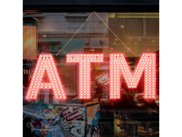 ATM Sign for Business, 24'x8.35' Dimmable Bright LED Advertisement Board High Visibility with Adjustable Chain Hanging,Electric Display Signs Flash...