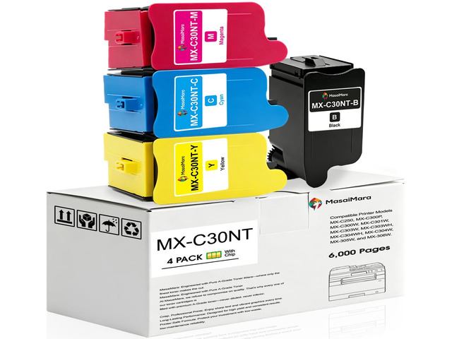 MX-C30NT MXC30NT Toner Cartridges for Sharp MX-C250F MX-C300P MX-C300W MX-C301W MX-C303W MX-C303WH MX-C304WH MX-C304W MX-C305W MX-C306W Printers...