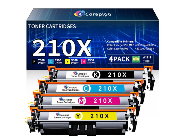 210A 210X Toner Cartridge (with Chip) High Yield Compatible for HP 210X 210A W2100A Toner Cartridge with Color LaserJet Pro MFP 4301fdw 4301fdn Pro...