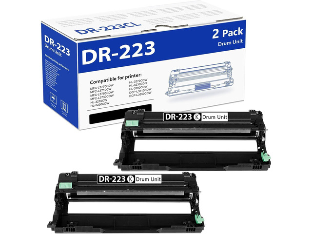 2 Pack DR223CL DR 223CL Black Drum Unit High Yield Replacement for Brother DR223CL DR223 DR-223 Drum Unit MFC-L3770CDW MFC-L3750CDW MFC-L3710CW...
