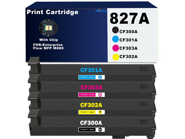 M880 827A High Yield Toner Cartridges CF300A CF301A CF302A CF303A Compatible for 827A Toner Use for Enterprise Flow MFP M880 M880z M880z+ NFC...