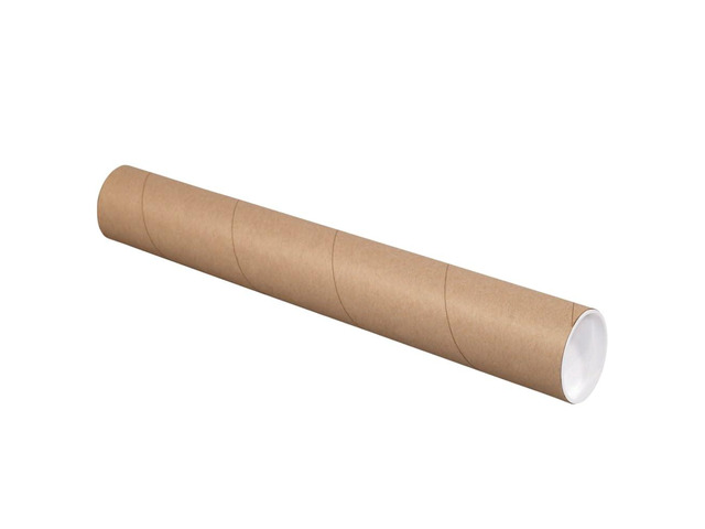 Aviditi Kraft Mailing Tubes with Caps, 3' x 25', Pack of 24, for Shipping, Storing, Mailing, and Protecting Documents, Blueprints and Posters