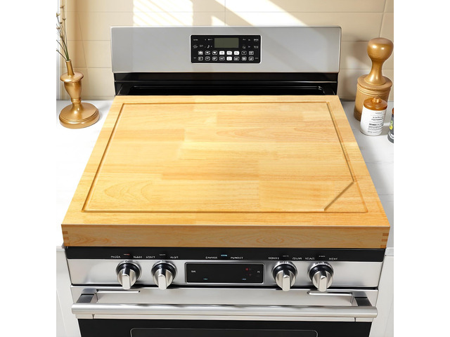 4 In 1 Noodle Board Stove Cover Lightweight Cutting Board Wood Stove Top Covers for Electric Stove, Glass Gas Stove Cover for Gas Burners - 30' x 22'