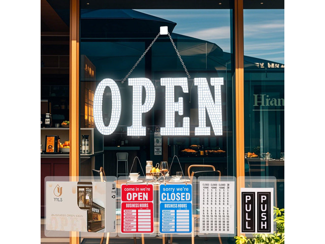 LED Open Sign for Business 40'x10' Dimmable Large Bright LED Open Light Up Sign with Hanging Installation for Window Stores, Hotel, Store, Bar,...