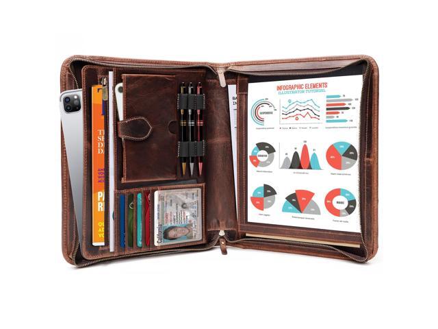 Leather Portfolio Binder, Professional Organizer Padfolio Resume Folder, Business Card & Document Holder, Portfolios for Men & Women, Office &...