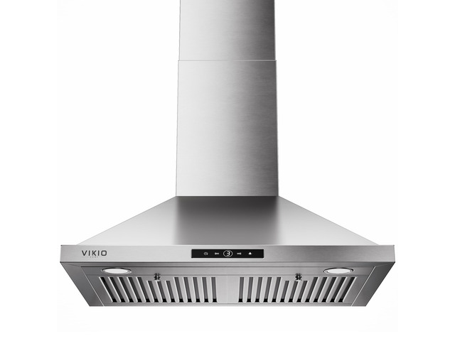 Wall Mount Range Hood 30 inch, 580 CFM, Ducted/Ductless Convertible, Stainless Steel Kitchen Vent Hood with 3-Speed Fan and LED Lights