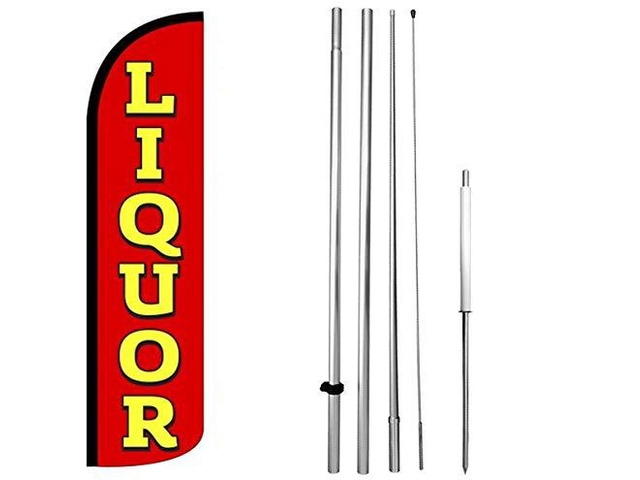 Co LIQUOR Windless Swooper Flag Kit 15' Feather Banner Sign rz-h