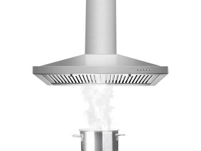 Range Hood, Range Hoods 30 inch Stainless Steel, 450 CFM Kitchen Hood with LED Light Baffle Filters, 3 Speed Exhaust Fan Vent Hood