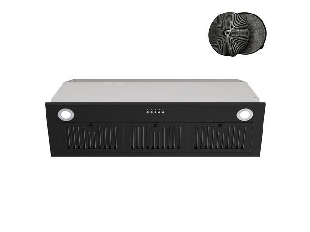Black Range Hood Insert 36 inch, Built-in Kitchen Hood with 600 CFM, Ducted/Ductless Convertible Vent Hood, Stove Hood with Push Button, Aluminum...