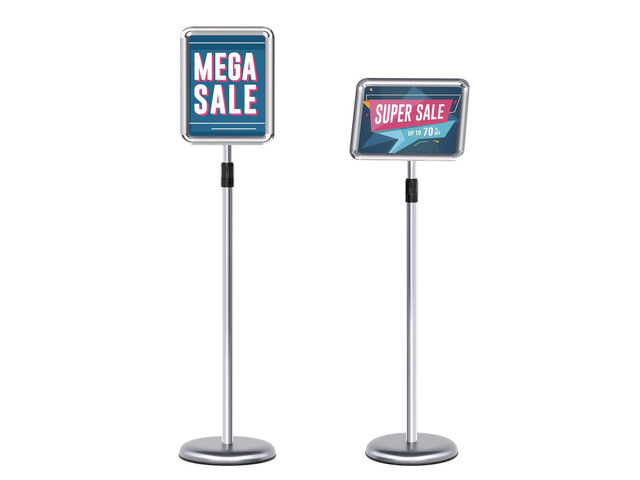 Sign Holder - 2PCS 8.5 x 11 Inch Sign Stand Vertical and Horizontal Adjustable Poster Stand, Heavy-Duty Floor Standing Sign Holder with Round Base...