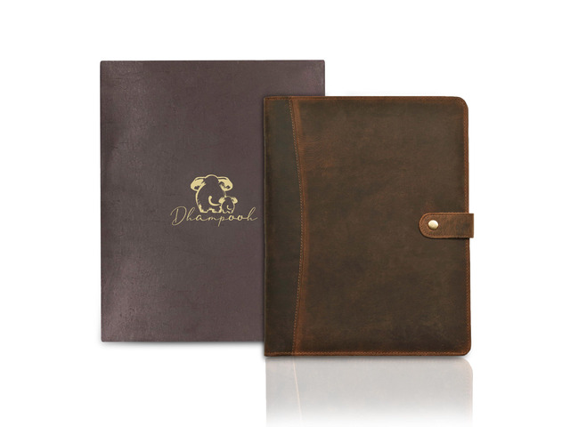 Genuine Leather Portfolio Brown Professional Organizer & Resume Folder, Antique Leather Business Document Padfolio with Writing Pad, Ideal Gift...