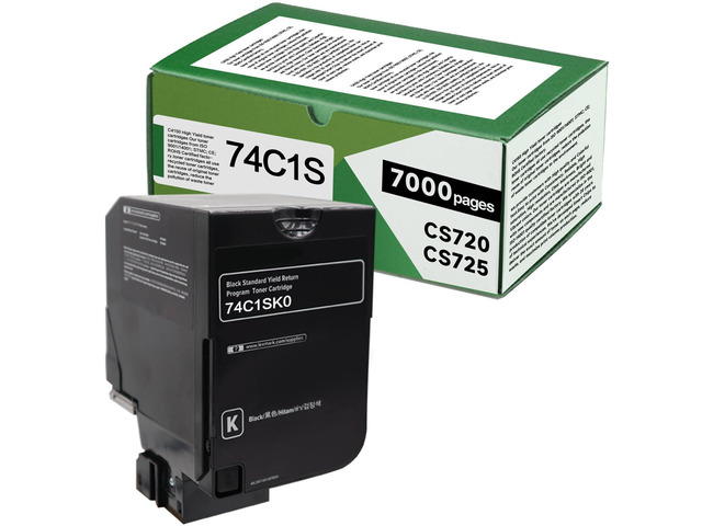 74C1SK0 Black Compatible 7000 Pages Toner Cartridge High Yield Replacement for Lexmark 74C1SK0 74C1SC0 74C1SM0 74C1SY0 for CS725 CX725 CS720 Printer