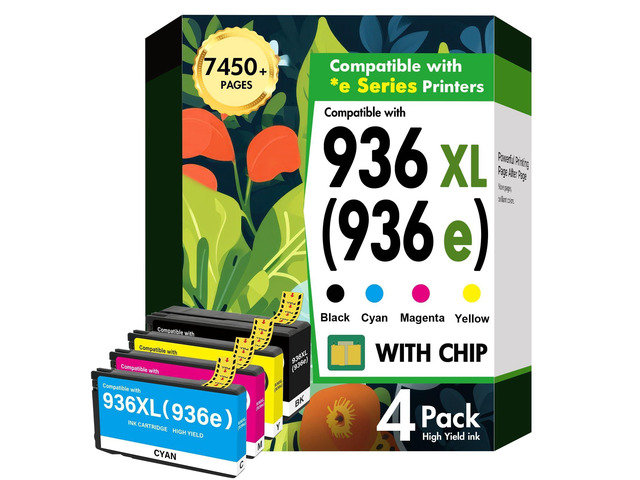 936XL 936 936e Ink Cartridges Combo Pack for HP Printers 9125e 9120e 9730e Replacement for HP 936e 936 Ink Cartridges for HP Printers OfficeJet...