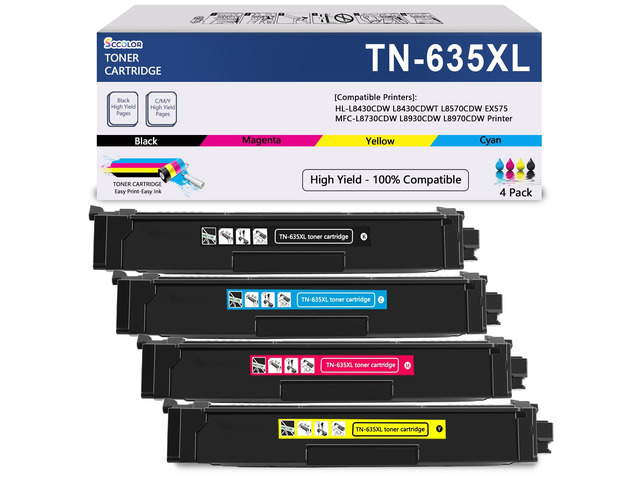 TN635 Toner Replacement for Brother HL-L8430,L8570C,MFC-L8730,EX575 TN635XL TN635 Toner Cartridge High Yield Compatible for Brother TN635XXL TN...