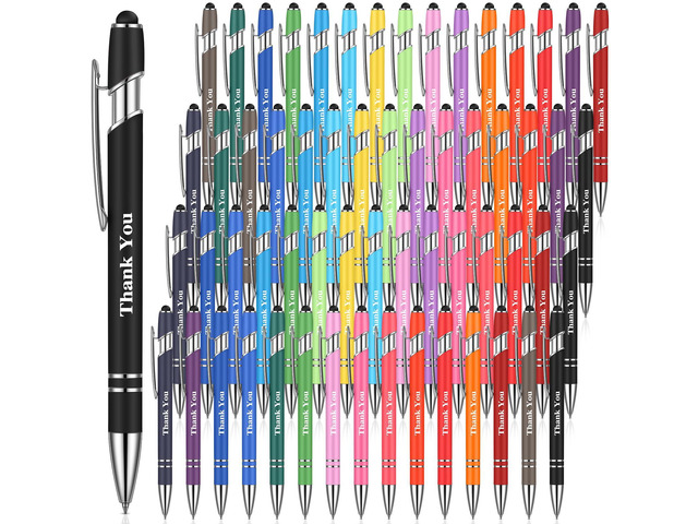 120 Pieces Thank You Pens for Touch Screen Thank You Gifts 2 in 1 Pens Ballpoint Pen with Stylus Tip for Events Parties Present Employee...