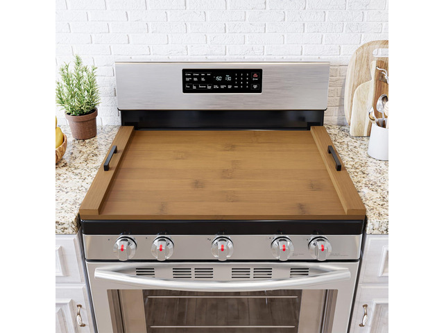 Noodle Board Stove Kitchen Cover with Handles, Top Covers for Gas Burners and Electric Stove, Oven Decor Accessories Wood Tray for Countertop,...