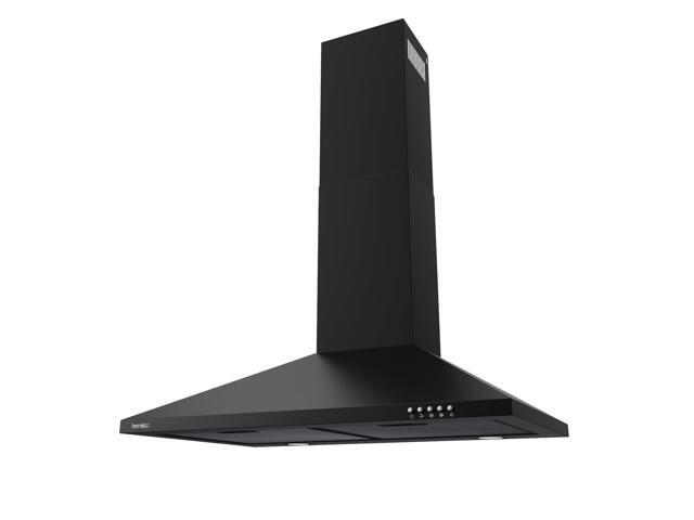 30 Inch Wall Mount Range Hood, Black Kitchen Vent Hoods Ducted/Ductless Convertible, Charcoal Filter Included, Versatile Kitchen Exhaust Vent