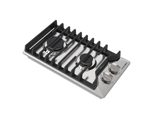 12 Inch Gas Cooktop, Heavy Built In Gas Rangetop with 2 High Efficiency SABAF Burners, NG/LPG Convertible 304 Stainless Steel Stove Top with Flame...