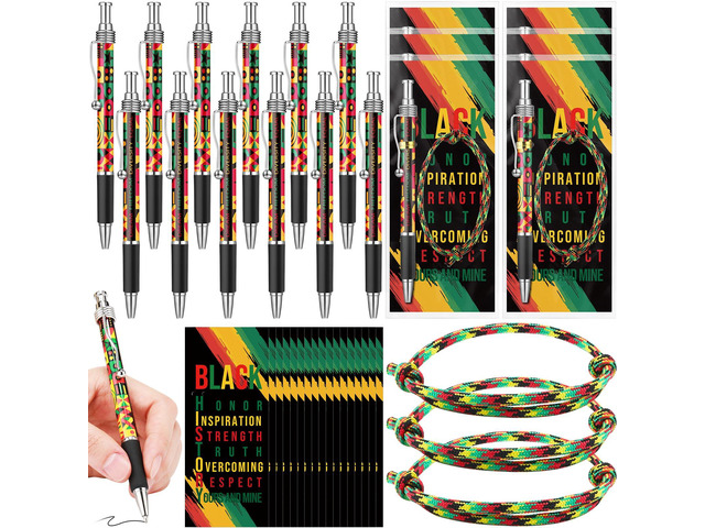 Juneteenth Day Gifts Bulk African American Juneteenth Holiday Pen Silicone Bracelets Bookmarks for Freedom Day Celebration Party Supplies Women...
