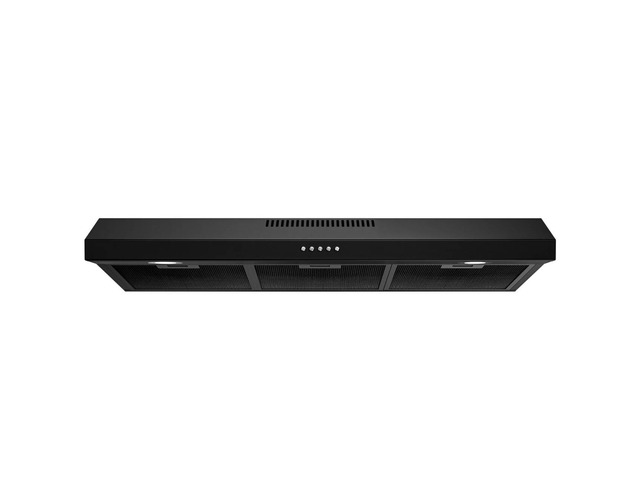 Black Under Cabinet Range Hood 36 Inch, Ducted/Ductless Convertible Kitchen Hood with 3 Speed Exhaust Fan, 300 CFM, LED Lights, Brushlesss DC Motor...