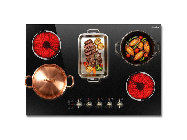 Electric Cooktop 30 Inch(Cut-out Size: 29.13'x19.3') - 8400W High Power 5 Burners Electric Stove, Built-in 30 Inch Burner Knob Control, Timer,...