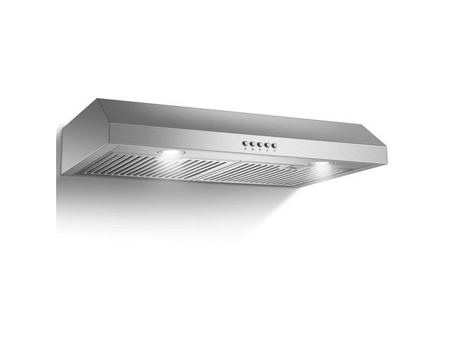 Under Cabinet Range Hood 30 inch, Stainless Steel Kitchen Hood 800CFM, Stove Hood with Push Button Control, Baffle Filters, Ducted/Ductless...