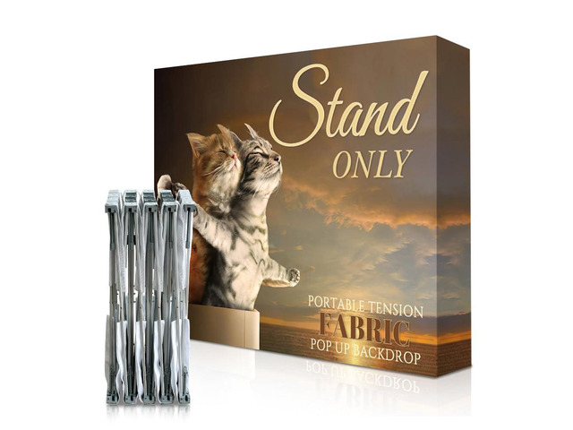 7.5x10 FT Tension Fabric Pop Up Display Stand - Portable Aluminum Double-Sided Trade Show Backdrop for Weddings & Events, Lightweight - Stand Only