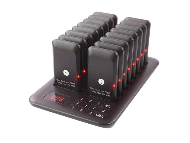Restaurant Pager System, Pagers for Restaurants Wireless Calling System Touch Keypad, 16 Pagers and Beepers for Food Truck Bars Court Restaurants...