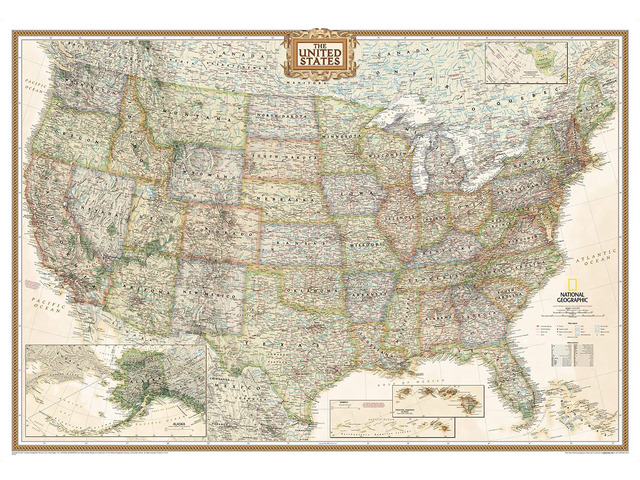 United States Executive Wall Map - Antique Style - Extra Large - 69.25 x 48 inches - Art Quality Print