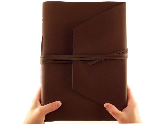 Large Genuine Leather Expedition Journal/Sketchbook with Gift Box - 380 Pages - 9' x 12' - Vintage Style - Rich Dark Brown