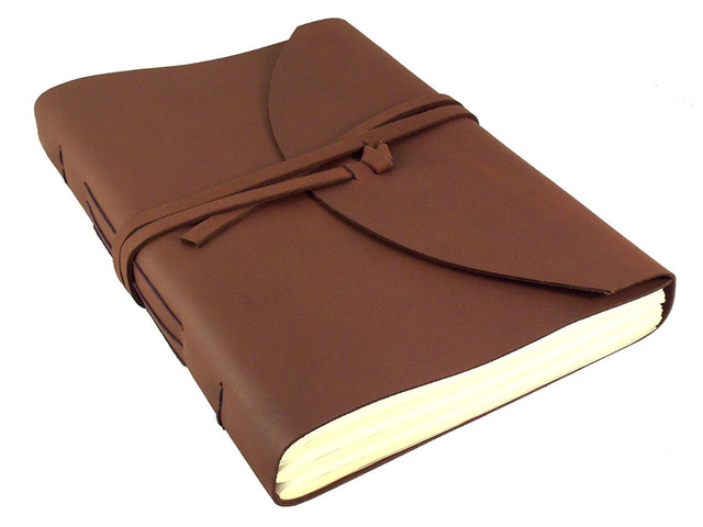 Large Genuine Leather Legacy Journal/Sketchbook with Gift Box - 380 Pages - 9' x 12' - Rich Dark Brown