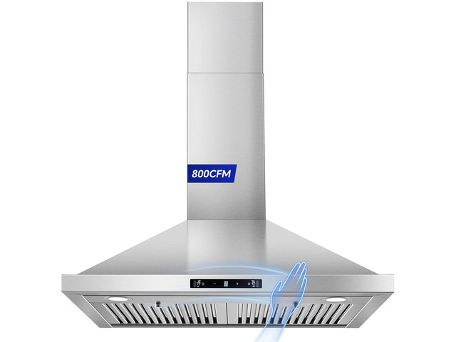 Wall Mount Range Hood 30 inch, 800 CFM Kitchen Hood Stainless Steel Stove Vent Hood with Gesture Sensing & Touch Control, Ducted/Ductless...