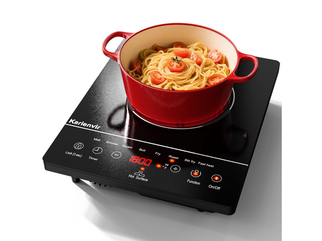 Single Burner Electric Cooktop, Portable Electric Stove 110v with plug, Touch Control, Safety Lock, Timer, Kitchen Cooking Cooktop With 9 Power...