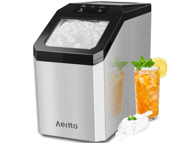 Nugget Ice Maker Countertop, 55lbs/Day, Large Capacity Chewable Ice Maker, Rapid Ice Release in 5 Mins, Self-Cleaning with Stainless Steel Housing...