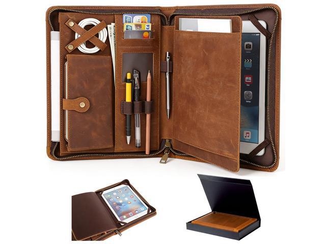 Leather Case for ipad Pro 11' Genuine Leather Smart Folio with Pencil Holder Zipper Pocket Multifunctional iPad case Compatible with iPad 11 /iPad...