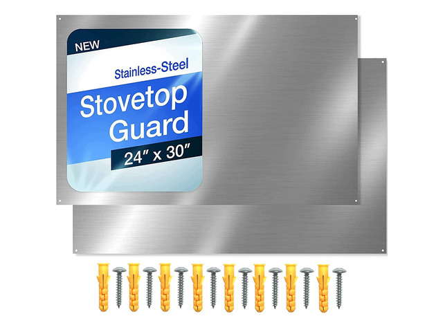 (2 Pack)24' x 30' Reversible Metal Backsplash Matching screws Compatible with Broan-NuTone SP3004 - Ultra Flat and Flushed Metal Panel Splatter...