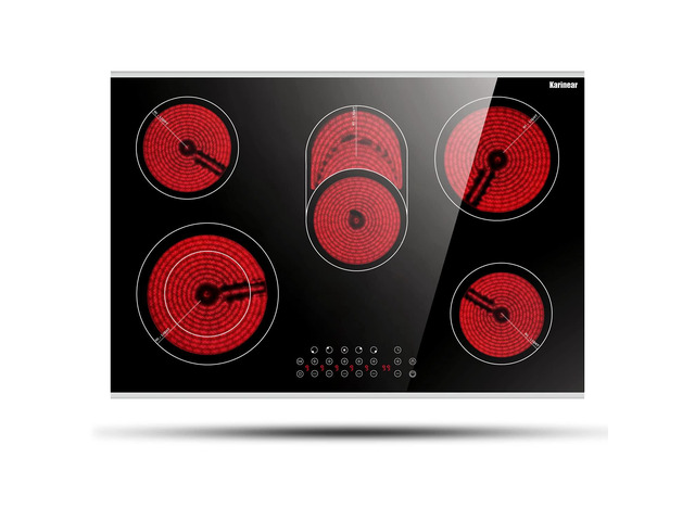 30 Inch Electric Cooktop 30 Inch 5 Burner Drop-in Radiant Stovetop 5 Burners Electric Stove Ceramic Cooktop, Glass-Protected Metal Frame, Child...