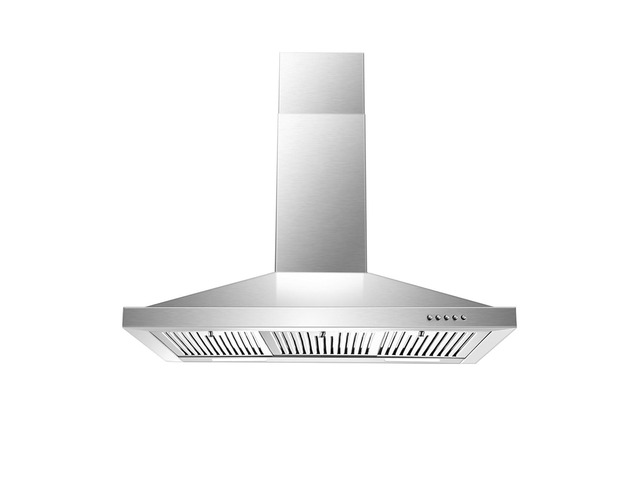 36 inch Range Hood, Wall Mounted Vent Hood in Stainless Steel, Ducted/Ductless Kitchen Hood w/Push Button Control, 3 Speed Exhaust Fan, 3 Pcs...