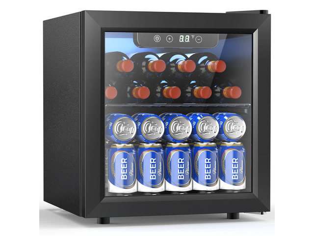 48 Can Beverage Refrigerator Mini Fridge Cooler Glass Door for Beer Soda or Wine, Small Drink Cooler Machine LED Temperature Control for Bar Home,...