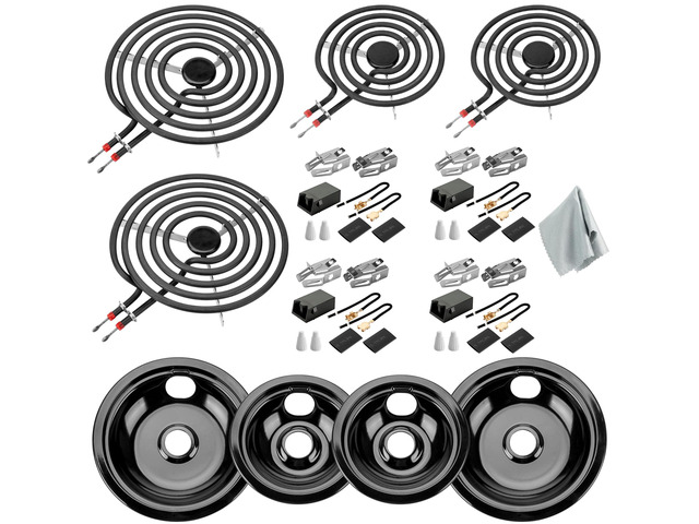 Porcelain Drip Pans & MP22YA Burner Element Set & 330031 Receptacle Kit Compatible with Frigi-daire Cro-sley Tap-pan Ken-more, Include 2 6 & 2 8... Porcelain Drip Pans & MP22YA Burner Element Set & 330031 Receptacle Kit Compatible with Frigi-daire Cro-sley Tap-pan Ken-more, Include 2 6 & 2 8...