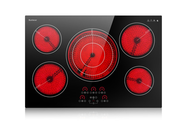 Electric Cooktop 30 Inch, Upgrade 5 Burners Electric Stove Top Triple Ring Expandable Burner, Built-in Ceramic Cooktop, Pause, Timer, Safety...