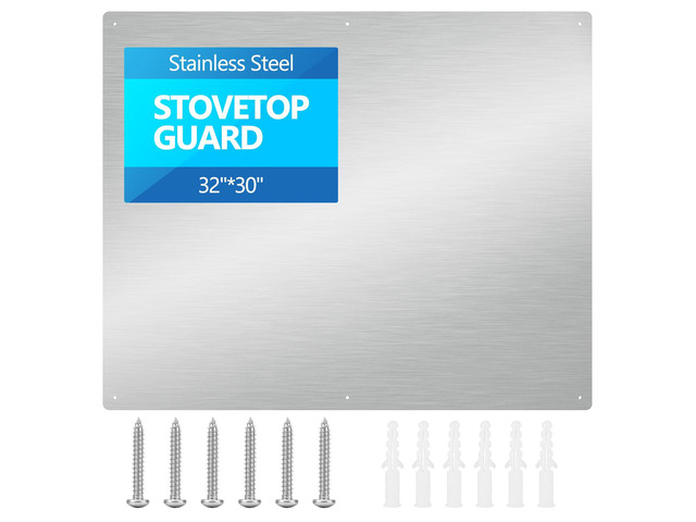 32' x 30' Thicken Heavy Range Hoods Stainless Steel Backsplash,Panel Splatter Guard for Stovetop,6 Pre Drilled Holes for Easy Installation,Keep the...