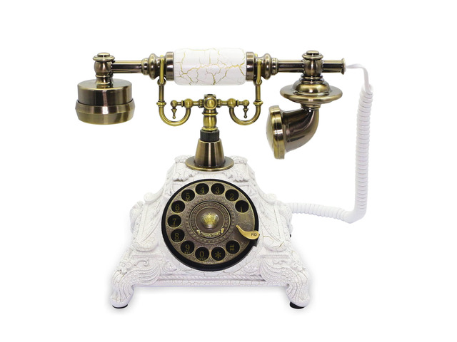 Rotary Antique Telephone,White Retro Landline Turntable Telephone Decoration Home Office Telephone(White-117CS)