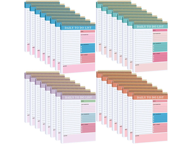 32 Pcs Daily to Do List Notepad Daily Planner with 52 Sheets Tear Off, Spiral to Do List Notebook Notepad Undated Bulk for Adults Kids Classroom...