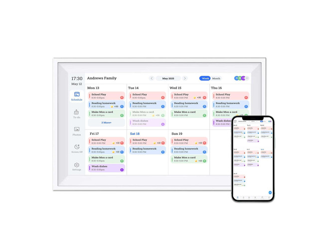 10.1 Inch Smart Digital Calendar Chore Chart with Touchscreen - Interactive Display for Family Schedules, Great for Organizing Your Calendar to-Do...